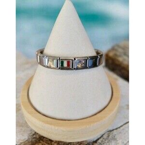 Vintage Italian Link Bracelet Stainless Steel Falco Signed Modular Bracelet 6 ½"